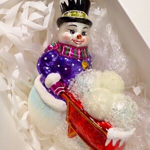 Christopher Radko Snowman with Red and Purple Accents